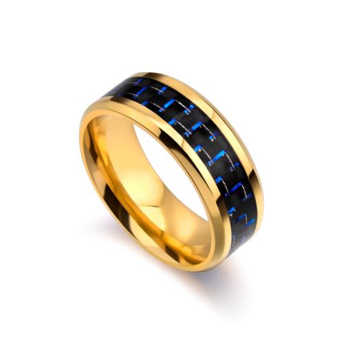 Bague en acier inoxydable, 201 acier inoxydable, Placage de couleur d'or, unisexe & normes différentes pour le choix & autocollant époxyde & décalque, plus de couleurs à choisir, Vendu par PC