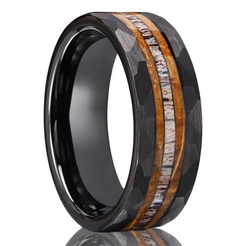 Bague en acier inoxydable, 201 acier inoxydable, Placage, normes différentes pour le choix & pour homme & autocollant époxyde, noire, Vendu par PC