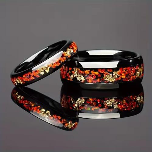 Bague en acier inoxydable, 201 acier inoxydable, Placage, unisexe & normes différentes pour le choix & autocollant époxyde, noire, Vendu par PC