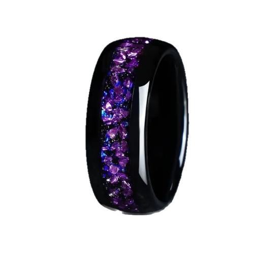 Bague en acier inoxydable, 201 acier inoxydable, Placage, unisexe & normes différentes pour le choix & autocollant époxyde, noire, Vendu par PC