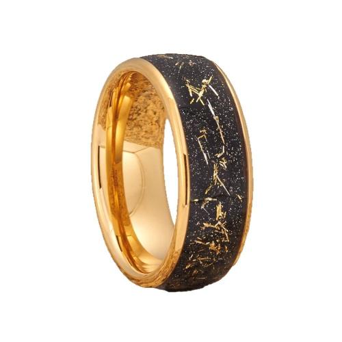 Bague en acier inoxydable, 201 acier inoxydable, Placage, normes différentes pour le choix & pour homme & autocollant époxyde, doré, Vendu par PC