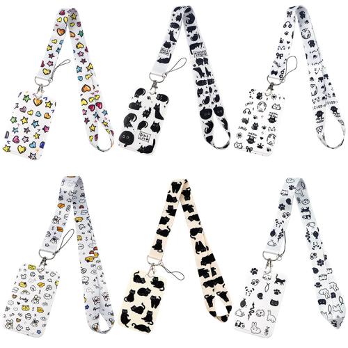 Porte-cartes avec cordon, Fibre de polyester, avec plastique, Mignon & modèles différents pour le choix, plus de couleurs à choisir, Vendu par PC