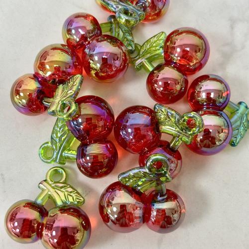 Pendentif bijoux acrylique, cerise, DIY & styles différents pour le choix, plus de couleurs à choisir, 30mm, Vendu par PC