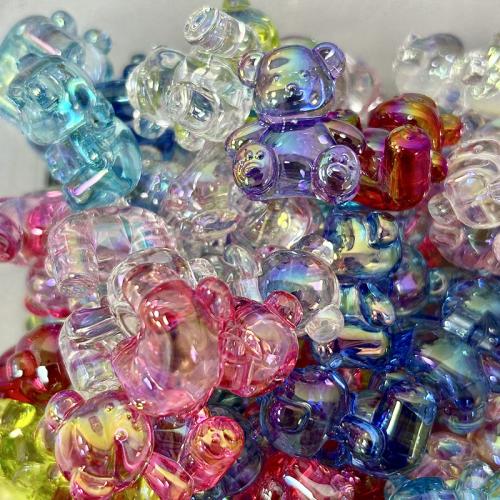 Mixed Acrylic Jewelry Beads, Bear, UV plating, DIY 