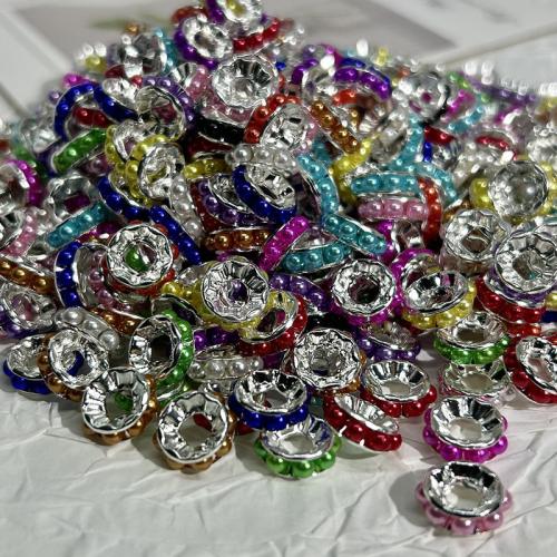 Weinlese Messing Perlen, mit Kunststoff Perlen, silberfarben plattiert, DIY, gemischte Farben, 10mm, verkauft von PC