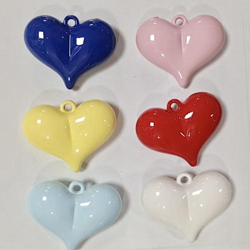 Pendentif bijoux acrylique, coeur, DIY, couleurs mélangées Vendu par PC