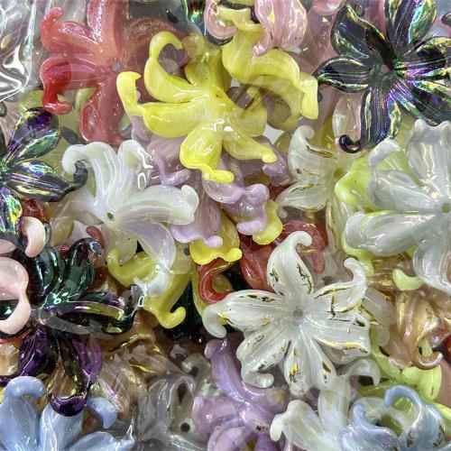 Pendentif bijoux acrylique, fleur, DIY, couleurs mélangées, 43mm, Vendu par PC