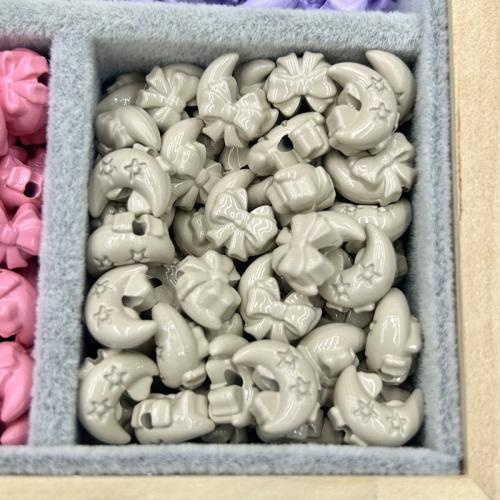 Mixed Acrylic Jewelry Beads, Zinc Alloy, Moon, stoving varnish, DIY 