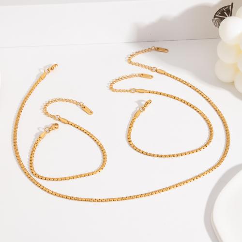 Conjuntos de joyería de acero inoxidable, acero inoxidable 304, tobillera & pulsera & collar, Recubrimiento iónico al vacío, diferentes estilos para la opción & para mujer, dorado, Vendido por UD