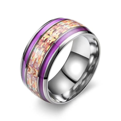 Bague en acier inoxydable, 201 acier inoxydable, Placage, normes différentes pour le choix & pour homme & autocollant époxyde, violet mm, Vendu par PC