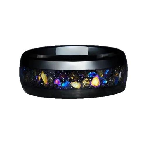 Bague en acier inoxydable, 201 acier inoxydable, Placage, unisexe & normes différentes pour le choix & autocollant époxyde, noire, Vendu par PC