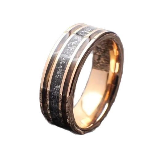 Bague en acier inoxydable, 201 acier inoxydable, Placage, unisexe & normes différentes pour le choix & autocollant époxyde, couleur or rose, Vendu par PC