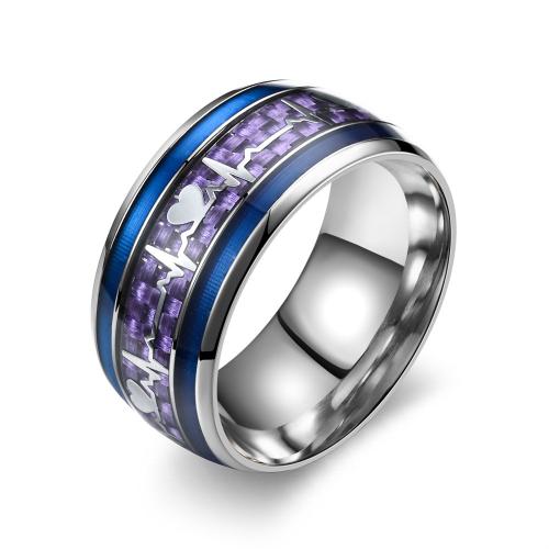 Bague en acier inoxydable, 201 acier inoxydable, Placage, unisexe & normes différentes pour le choix & autocollant époxyde & lumineux, argent, Vendu par PC