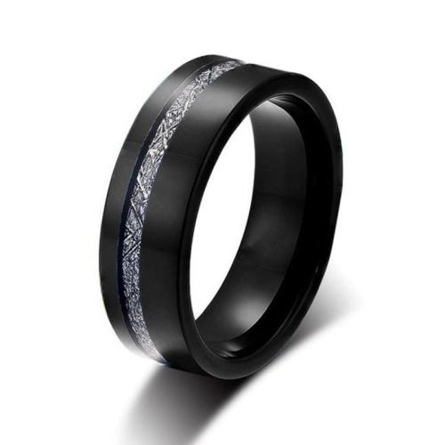 Bague en acier inoxydable, 201 acier inoxydable, Placage, normes différentes pour le choix & pour homme & autocollant époxyde, noire, Vendu par PC