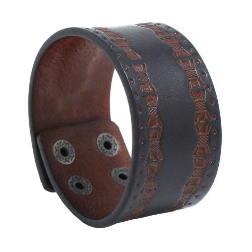 Cowhide Bracelets, with Iron, fashion jewelry & Unisex, brown [