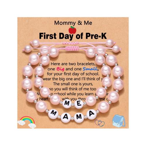 Plastic Pearl Bracelet Set, with Polyester Cord & Zinc Alloy & Acrylic, handmade, fashion jewelry & for woman Approx 6-10 Inch 