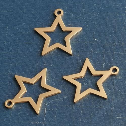 Stainless Steel Star Pendant, 304 Stainless Steel, Vacuum Ion Plating, DIY & hollow 