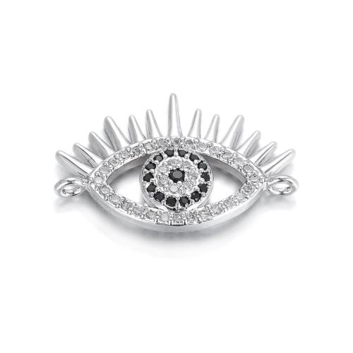 Alliage de zinc connecteur Bar, Mauvais œil, Placage, DIY & pavé de micro zircon & boucle de 1/1, plus de couleurs à choisir Vendu par PC