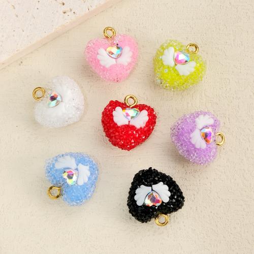 Pendentifs en résine strass, coeur, DIY & avec strass, plus de couleurs à choisir Vendu par PC