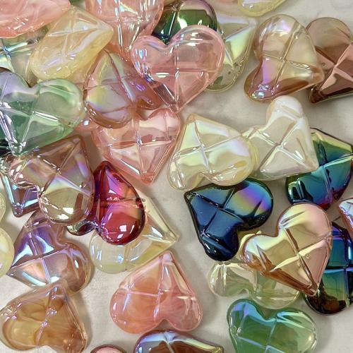 Mixed Acrylic Jewelry Beads, Heart, UV plating, DIY 28mm 