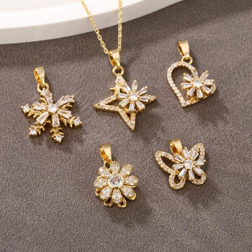 Cubic Zirconia Micro Pave Brass Pendant, with Cubic Zirconia, gold color plated, rotatable & DIY 