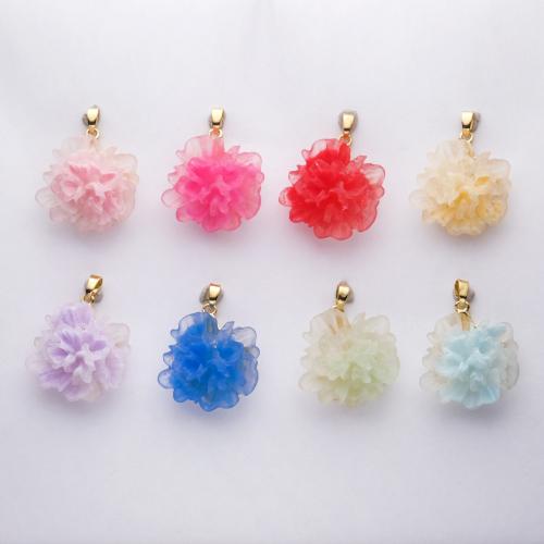 Pendentifs en Résine laiton , avec résine, fleur, Placage de couleur d'or, DIY, plus de couleurs à choisir Vendu par PC