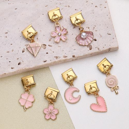 aleación de zinc Fornituras para la pulsera, con Perlas plásticas, chapado en color dorado, Bricolaje & diferentes estilos para la opción & esmalte, más colores para la opción, Vendido por UD