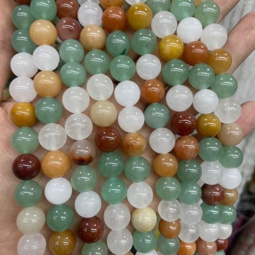 Single Gemstone Beads, Three Colored Jade, Round, DIY 