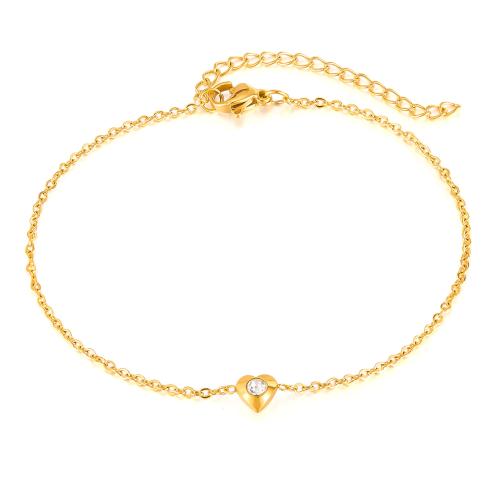 Bracelets en acier inoxydable bijoux, Acier inoxydable 304, bijoux de mode & pavé de micro zircon & pour femme, doré, Vendu par PC
