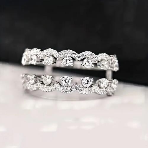 Circón cúbico anillo de dedo de latón, metal, Doble capa & diverso tamaño para la opción & micro arcilla de zirconia cúbica & para mujer, Vendido por UD