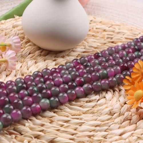 Single Gemstone Beads, Light Mottle Green Jade, Round, DIY, purple, 8mm cm 