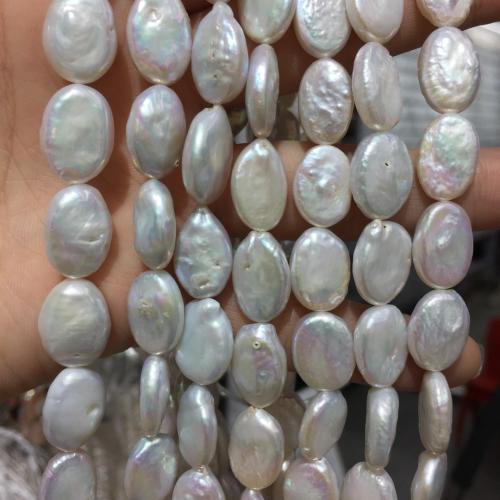 Button Cultured Freshwater Pearl Beads, Baroque, DIY, white, Aboutuff1a14-16mm 