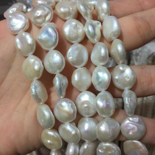 Perles nacres baroques de culture d'eau douce , perle d'eau douce cultivée, Légèrement rond, DIY, blanc, Aboutuff1a12-14MM, Vendu par brin