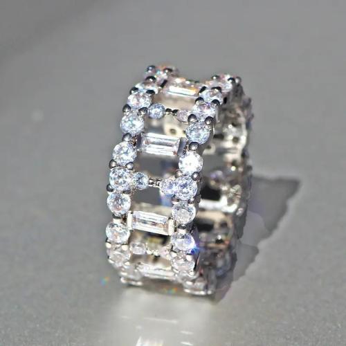 Circón cúbico anillo de dedo de latón, metal, diverso tamaño para la opción & micro arcilla de zirconia cúbica & para mujer & hueco, Vendido por UD