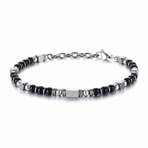 Stainless Steel Bangle, 304 Stainless Steel, with Natural Stone, handmade, fashion jewelry & Unisex, silver color .5 cm 
