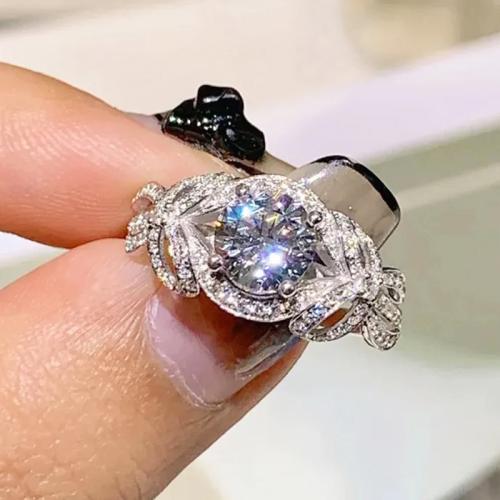 Circón cúbico anillo de dedo de latón, metal, diverso tamaño para la opción & micro arcilla de zirconia cúbica & para mujer & hueco, Vendido por UD