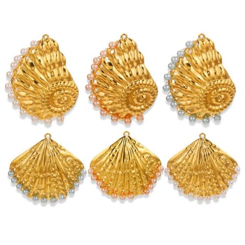 pendentif en inox de perles d'eau douce, Acier inoxydable 304, avec perle d'eau douce cultivée, Placage de couleur d'or, DIY & styles différents pour le choix, plus de couleurs à choisir Vendu par sac