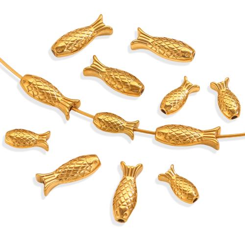 Stainless Steel Beads, 304 Stainless Steel, Fish, plated, DIY 