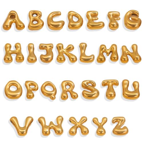 Stainless Steel Beads, 304 Stainless Steel, Alphabet Letter, plated, DIY 