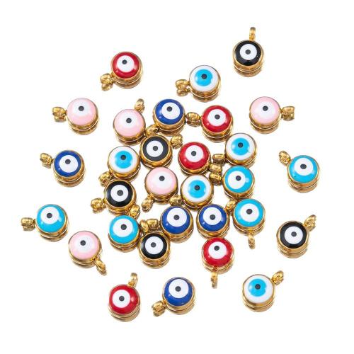 Enamel Stainless Steel Pendant, 304 Stainless Steel, Round, gold color plated, DIY 
