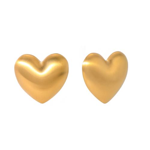 Boucle en acier inoxydable, Acier inoxydable 304, coeur, Plaqué or 18K, bijoux de mode & pour femme, Vendu par paire