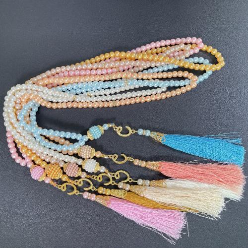 perle de verre bracelet, avec cordon de polyester & alliage de zinc, style folk & unisexe, plus de couleurs à choisir, 6mm Vendu par brin[