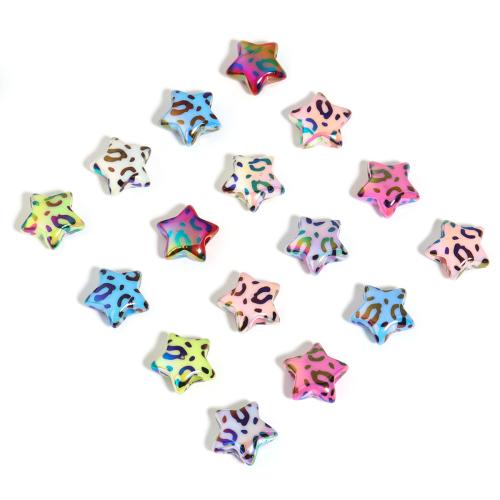 Mixed Acrylic Jewelry Beads, Star, UV plating, DIY & leopard pattern Approx 