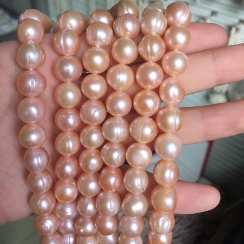 Perles de nacre rondes de culture d'eau douce, perle d'eau douce cultivée, DIY, rose, About：11-12mm cm, Vendu par brin