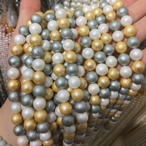 Природные стеклянные бусы, Ракушка, Круглая, DIY, разноцветный, 6mm, длина:40 см, продается Strand