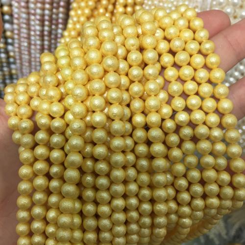 Бусины из ракушек с Южного моря, Shell Pearl, Круглая, DIY, желтый, 6mm, длина:40 см, продается Strand[