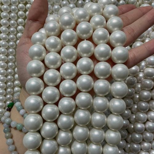 Природные стеклянные бусы, Ракушка, Круглая, DIY, белый, 12mm, длина:40 см, продается Strand