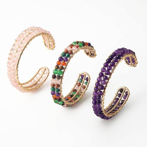 pierre gemme bracelet manchette, avec laiton, Placage, bijoux de mode, plus de couleurs à choisir Vendu par PC