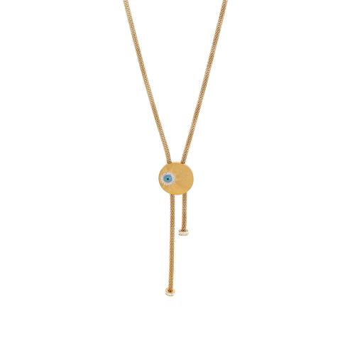 ステンレス鋼のジュエリーネックレス, 304ステンレススチール, とともに 5cm エクステンダチェーン, メッキ, 女性用 & エナメル & ライン石のある, 金色, 長さ:50 センチ, 売り手 パソコン