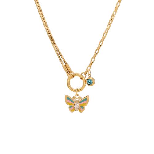 Bijoux strass en acier inoxydable Set, Acier inoxydable 304, Placage, styles différents pour le choix & pour femme & émail & avec strass, doré, Vendu par PC